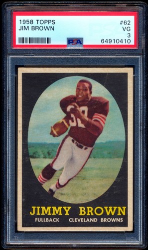 1958 Topps #62 Jim Brown HOF RC PSA 3 CENTERED