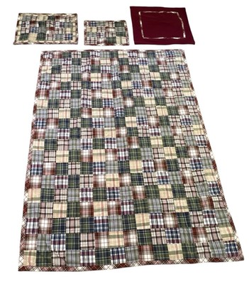 Couette Patchwork Woolrich Réversible Rouge, Double 86x62, Lot De 4 Pièces, Tons Terre