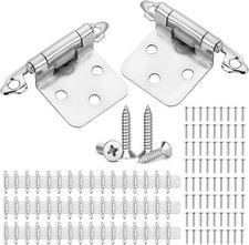 50 PCS Cabinet Hinges Kitchen Door Brushed Nickel Self Closing Surface Mount