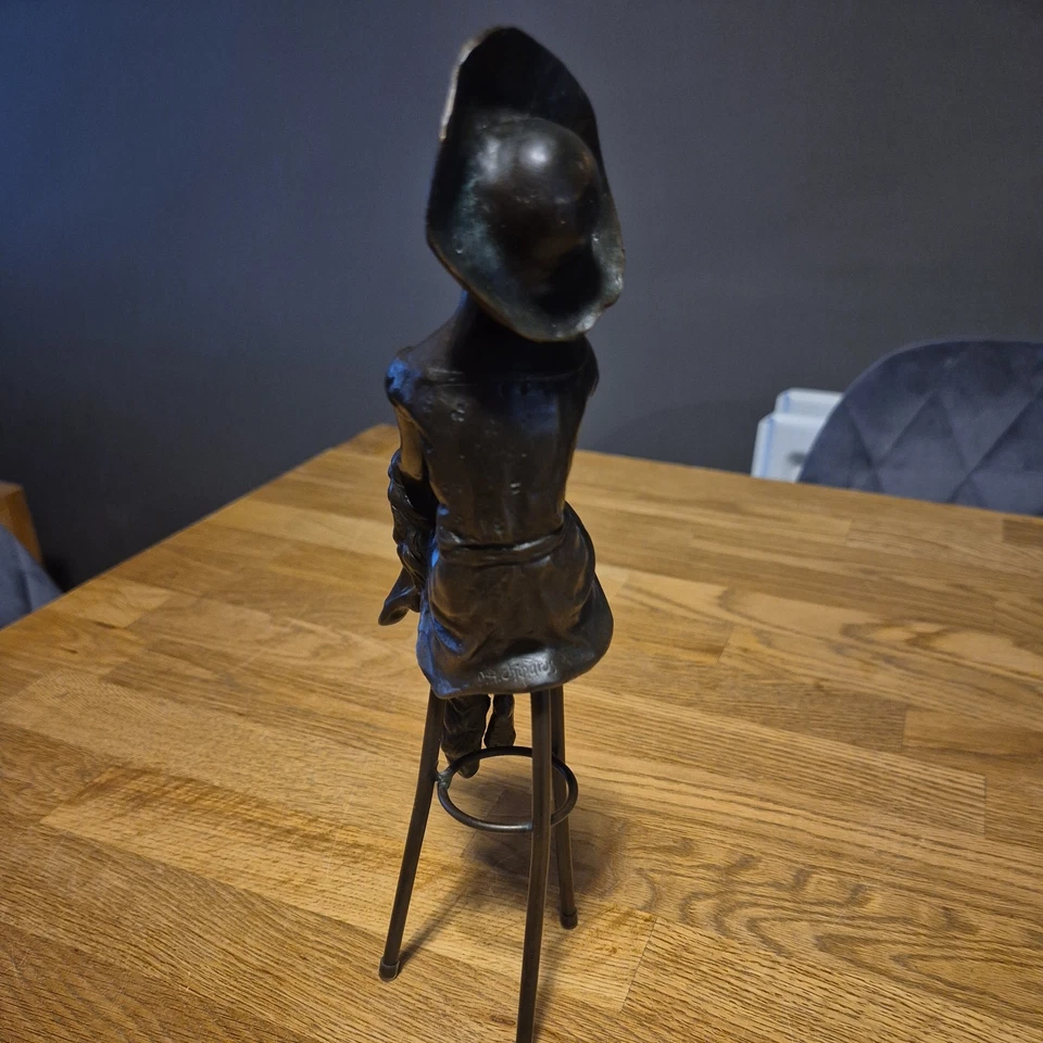 ART DECO BRONZE FIGUR EINER DAME SASS AUF EINEM HOCKER SIGNIERT D H CHIPARUS. J B DEPOSEE - Bild 3 von 4