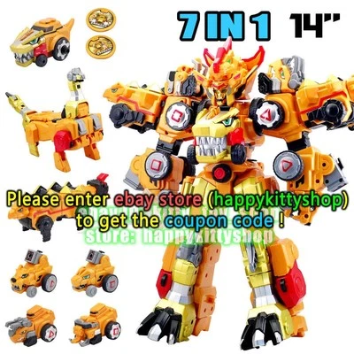 LDCX Dino Core Golden Ultimate D-Buster Tyranno Figure 7 in 1 Dinosaur Robot Combiner