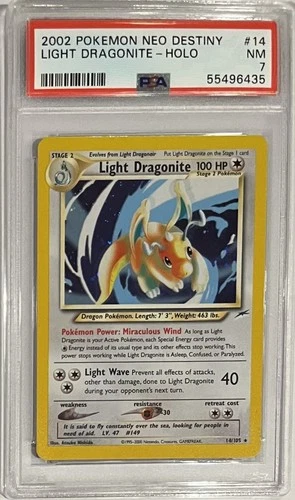 2002 Pokemon Neo Destiny Light Dragonite #14 Holo PSA 7