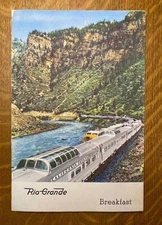 Rio Grande Dining Car Breakfast Menu Trains California Zephyr 1950s