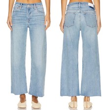 RE/DONE Mid Rise Wide Leg Crop Jeans Light Wash Raw Hem Women s Size 29