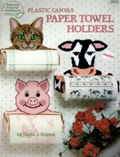 American Sch. Needlework 3082 PAPER TOWEL HOLDERS Plastic Canvas Pattern Leaflet