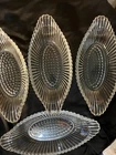 Jeanette National Glass 4 Clear Glass Banana Split Relish Butter Scalloped Edge