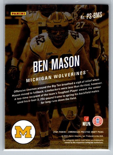 2021 Panini Prestige #PS-BMS Ben Mason Xtra Points Signatures Pink RC - Bild 2 von 2