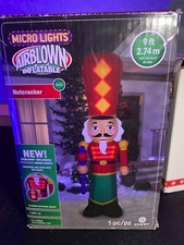 NEW Gemmy Nutcracker 9 ft Inflatable Flashing Micro LED Lights CHRISTMAS