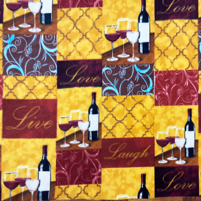 Live Laugh Love Wine Club Fleece Fabric - 60'' Wide - Sold by The Yard & Bolt