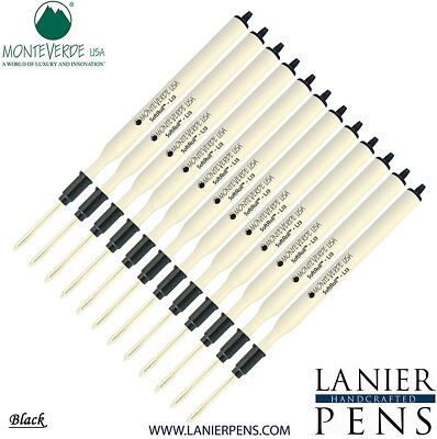 12 Pack- Monteverde L13 Soft Roll Ballpoint Refill Black Medium Tip 0.7mm