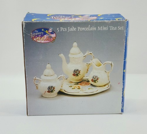 Mini Teeservice 5-teilig Porzellan Jade 1997 Artmark Chicago Ltd. Im Originalkarton