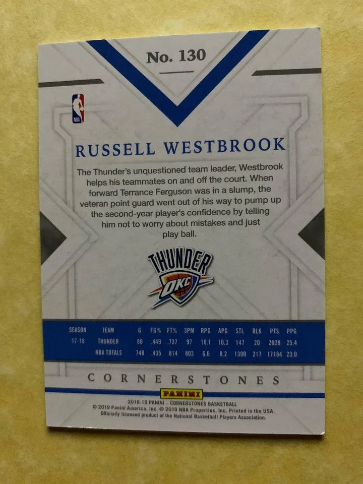 2018-19 Panini Cornerstones Russell Westbrook #130 Thunder Lakers 076/139 - Image 2 of 2