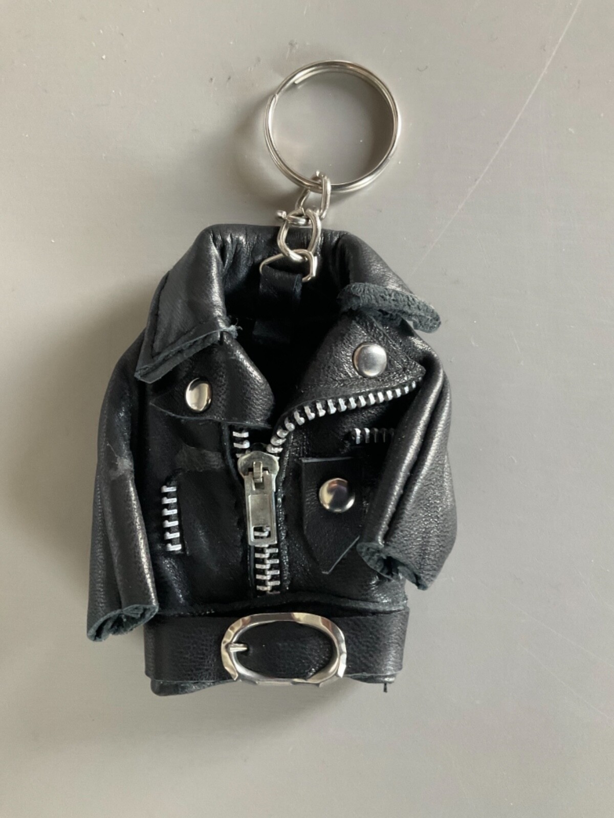 mini leather jacket keychain
