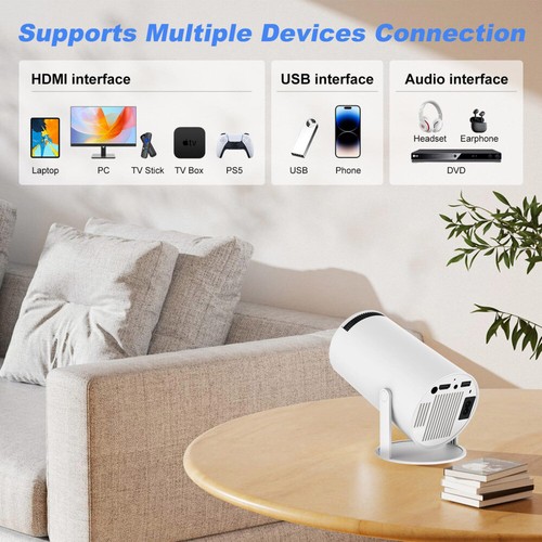 Projector 4K 5G Smart HD LED WiFi Bluetooth HDMI USB Android Office Home Theater - Picture 15 of 18