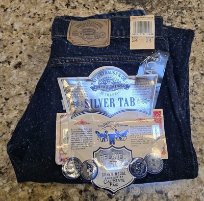 Jean Levi's Silver Tab Vintage Années 90 Deadstock - Taille 33x34, Délavage Galactique, Neuf Avec étiquettes