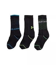 Under Armour Boy's Phenom Crew Socks 3-Pair Little Kid/Big Kid Radar Blue/Asso