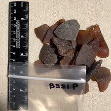 B 321P Genuine Surf Tumbled Sea Glass/Brown Frosted Beach Glass