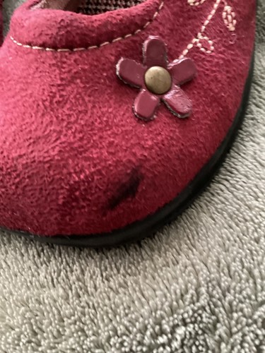 Baby Toddler Maroon Red Dress Shoes Size 6.5 Flower 6 1/2 - Picture 3 of 7
