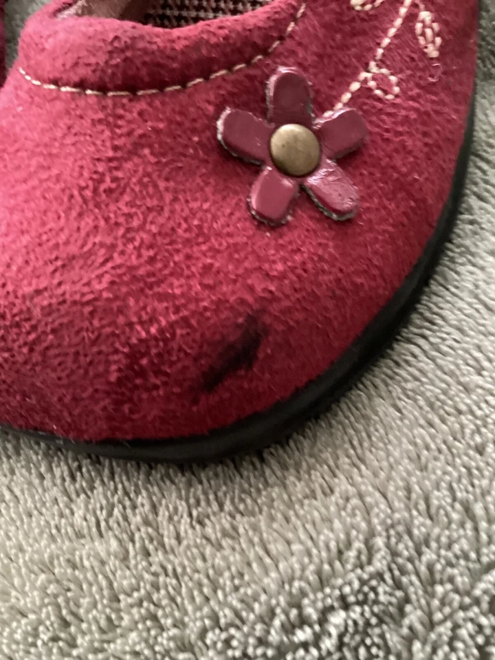 Baby Toddler Maroon Dress Shoes Size 6.5  READ Dark Red Flower 6 1/2 - Image 3 of 4
