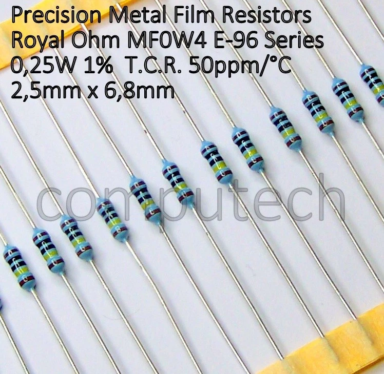 10 pezzi 1 MOhm 1/4W 1% Resistenze strato di metallo Royal Ohm 1 MOhm 0,25W 1%