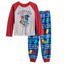 Girl's Harry Potter Hogwarts 2-Piece Jogger Pant Pajamas Set Girl Size 8 NEW