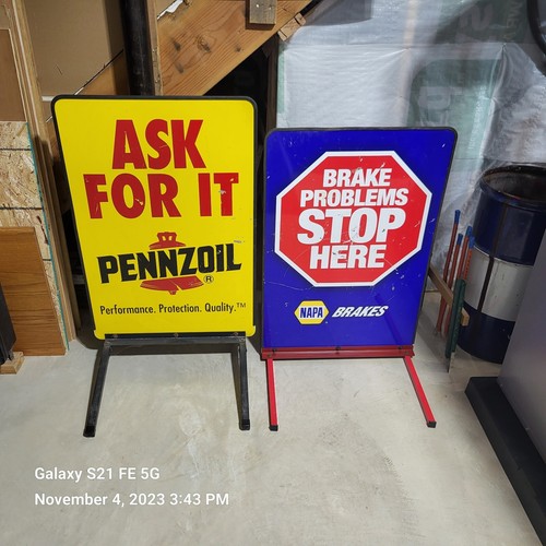 PENNZOIL & NAPA double sided free standing metal signs eBay