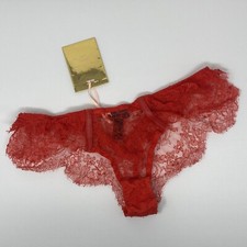 Calzoncillo Agent Provocateur Adara SOIREE Cuero Rojo Swarovski AP4 Grande Nuevo con Etiquetas $790