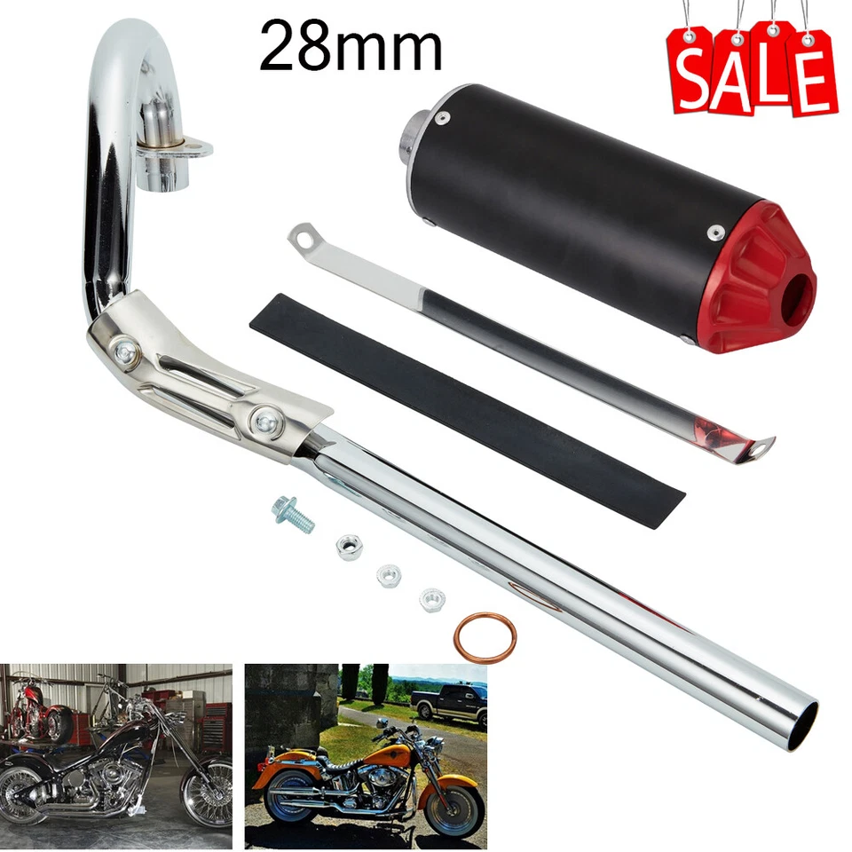 Silenciador de tubo de escape de 28 mm para XR50 CRF50 SSR Dirt Pit Bike ATV Quad 110cc 125cc Foto 2 de 4