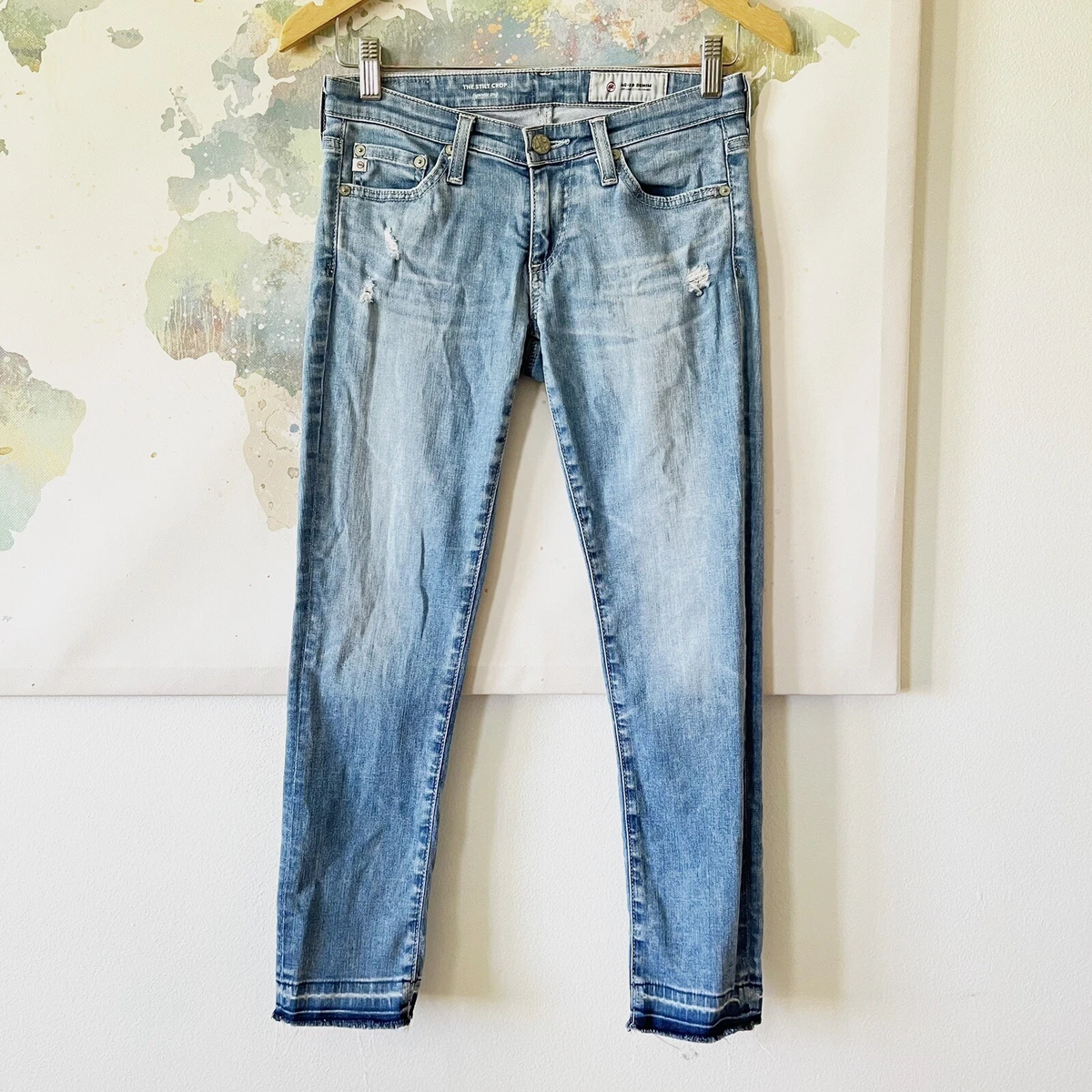AG Adriano Goldschmied Jeans Size 24 Stilt Crop Cigarette Light Wash Release Hem