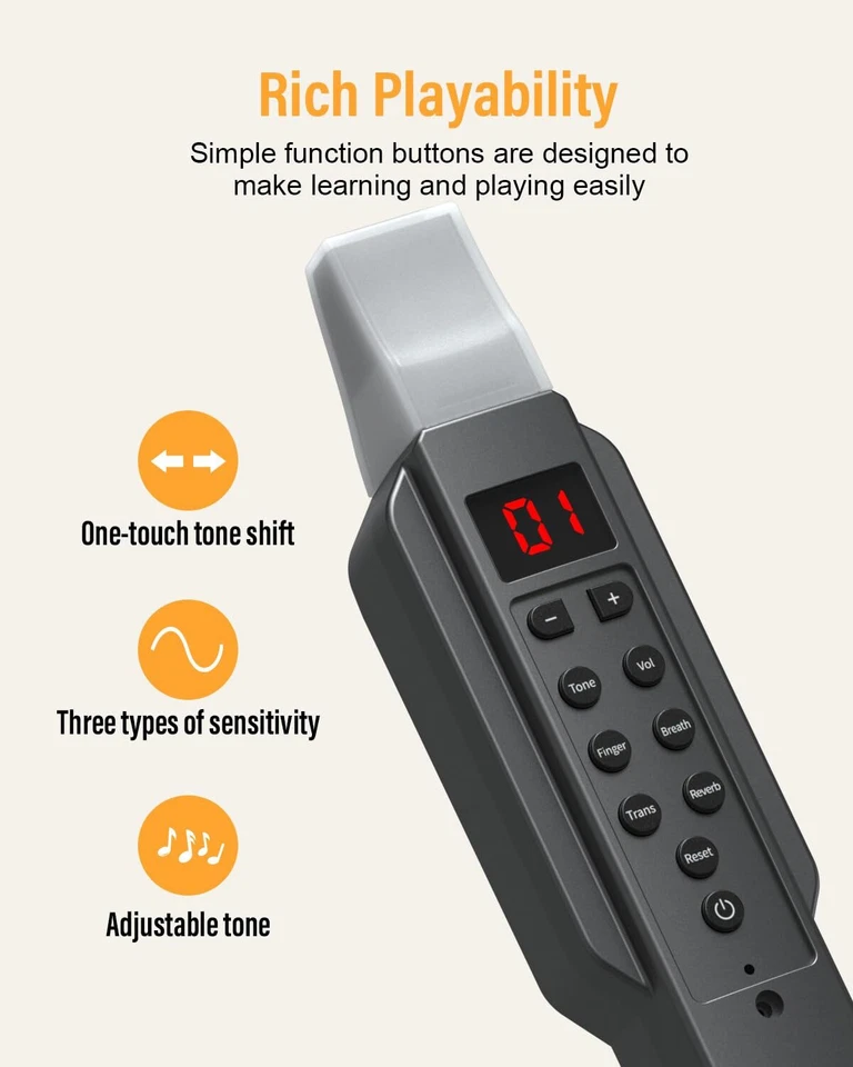 KONIX Digital Wind Instrument, DC02 Pro Electronic Wind Instrument Set with Remo - Image 4 of 4