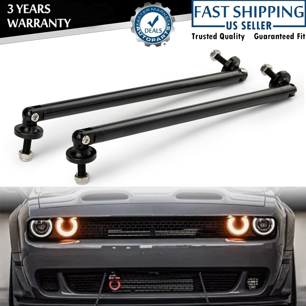 2x Adjustable Black Bumper Lip Splitter Support Rods for Enhanced Style & Stability  