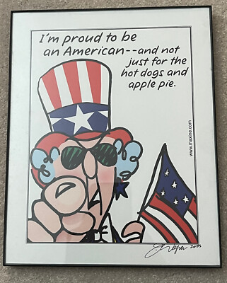 8x10 Framed Proud American Maxine Comic Print Signed by Artist John Wagner, 2003