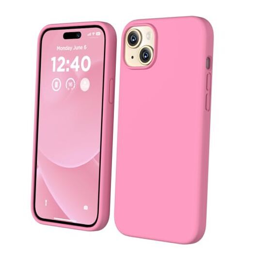 Compatible for iPhone 15 Plus Case, Silicone Liquid Shockproof Tender pink
