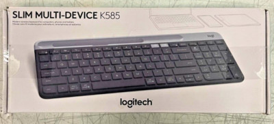 Logitech K585 Multi-Device Slim Wireless Keyboard, Built-in Cradle - Graphite