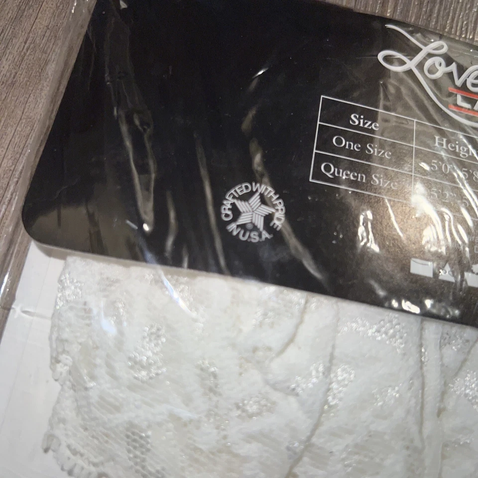 Lovers Lane Lace-Top Thigh High Stockings White One Size 100-150 Lbs Made In USA - Image 4 of 4