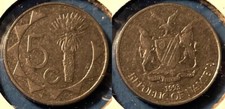 Namibia 1993 5 Cents Palm Tree KM-1 Nickel plated steel XF #91