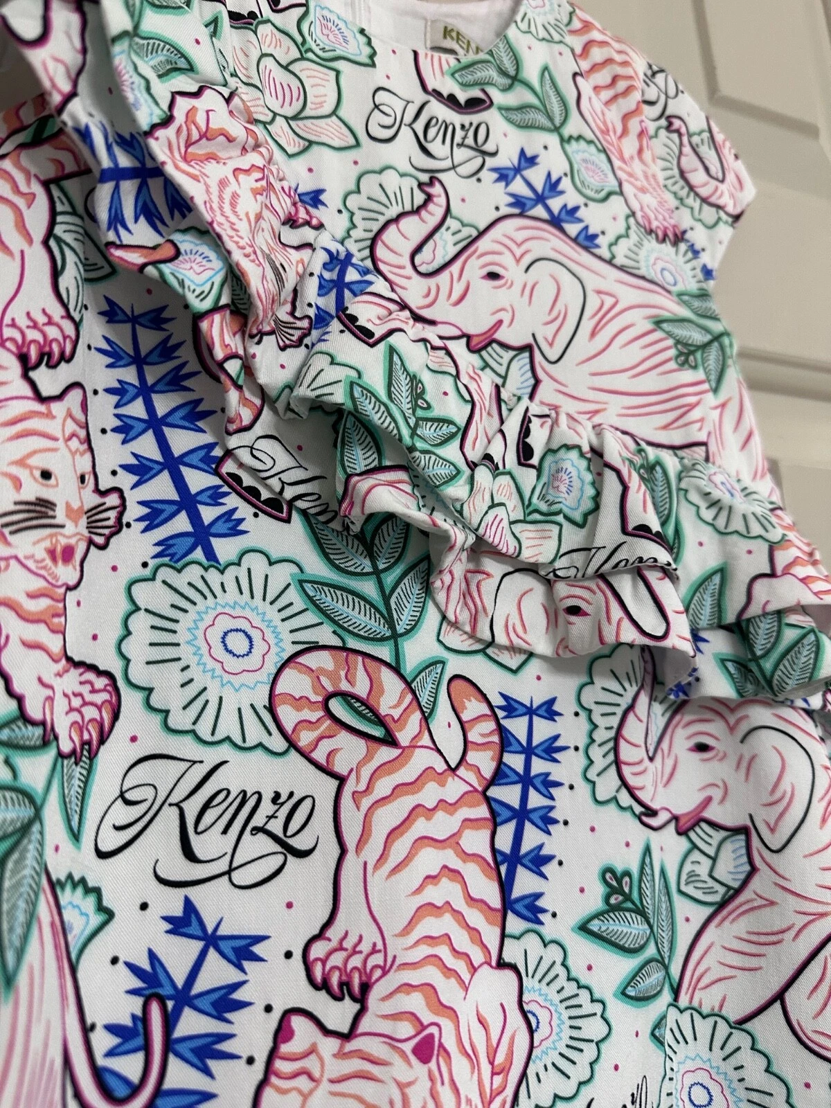 Autentico abito Kenzo stampa animalier con volant