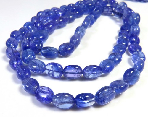 AAA+ Natural Blue Tanzanite Oval Smooth Gemstone Beads 5-9mm 4-18inches GV-4297 - Picture 6 of 9