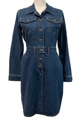 calvin klein denim dress long sleeve Calvin Klein Jeans Long Sleeve Peter Pan Collar Denim Dress Size 12 Months