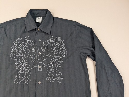 Vintage Y2K Avirex Shirt Adult Medium Black Embroidered Button Up - Picture 6 of 12