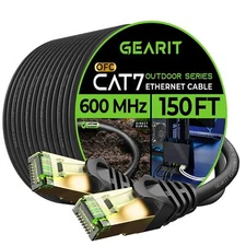 Cat7 Outdoor Ethernet Cable 150ft SFTP Shielded Foil Twisted Pair Pure Copper...