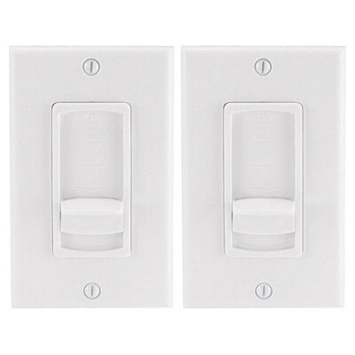 2 Pcs 50W Stereo Audio Slide Speaker Volume Control Controller Wall Mount White