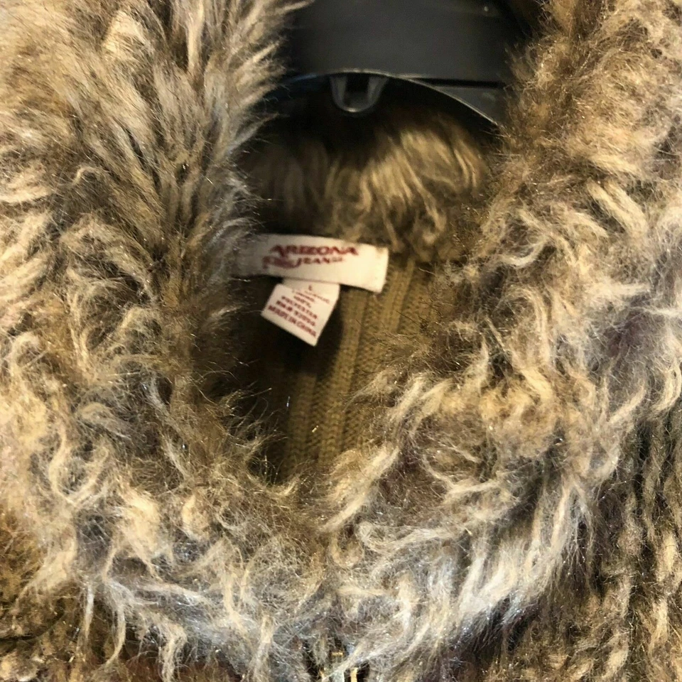 亚利桑那牛仔裤女孩 L 码毛皮前毛衣后拉链背心 — 第 2/3 张图片