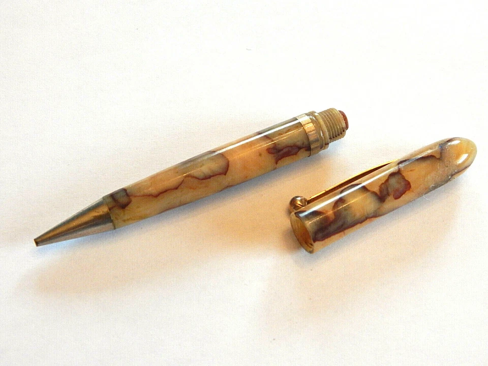 Vintage Ambassador Ballpoint Pen Marbled Gold and Brown NOT WORKING READ!! - Image 4 of 4