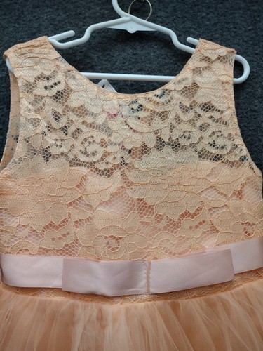 XABH Sleeveless Peach Girls Princess Dress Bridesmaid Gown Pageant 9/10 yrs - Picture 3 of 14