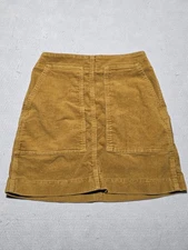 UNIQLO Mustard Yellow Corduroy Mini Skirt Size 6 High Waisted A-Line Pockets