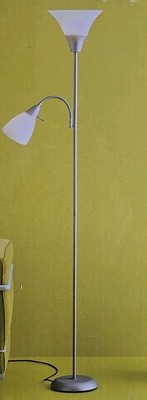 Room Essentials ~ 3-Way Switch ~ Floor Lamp w/Task Lamp ~ SILVER ~ Plastic Shade
