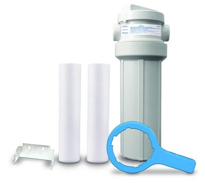 White Whole House Water Filtration Kit with Built-in Bypass Valve, Filter Hou...