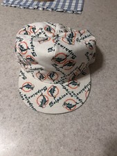 VTG Miami Dolphins All Over Print Strapback Hat 1990s NFL AOP Cap