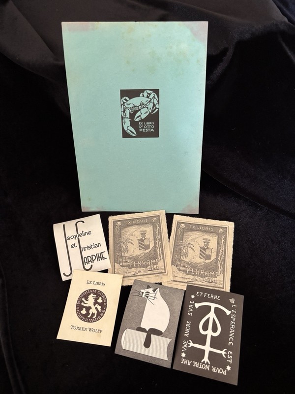 Lot of unusual ex libris bookplates: Scientists